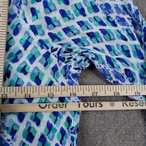 Lilly Pulitzer Amisa Top Womens XS Blue Green Boho‎ Peplum Bell Sleeve Tunic - Picture 4 of 10
